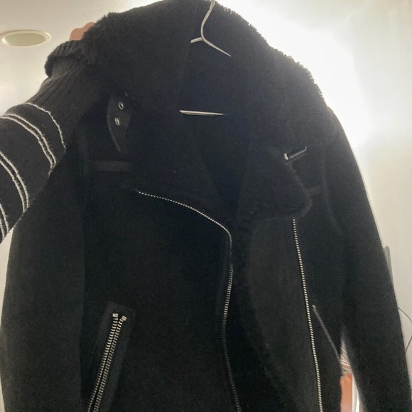 ALLSAINTS Size S Rei Shearling Biker Jacket Coat Leather Suede RRP $1749 - Picture 7 of 9